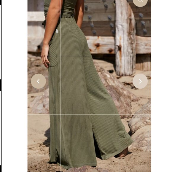 Free People Movement Blissed Out Wide Leg Pants Green Size XS Relaxed Fit NWOT - Picture 8 of 13